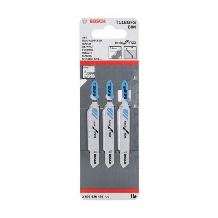 BOSCH Set 3 pânze pentru ferăstrău vertical Basic for Inox