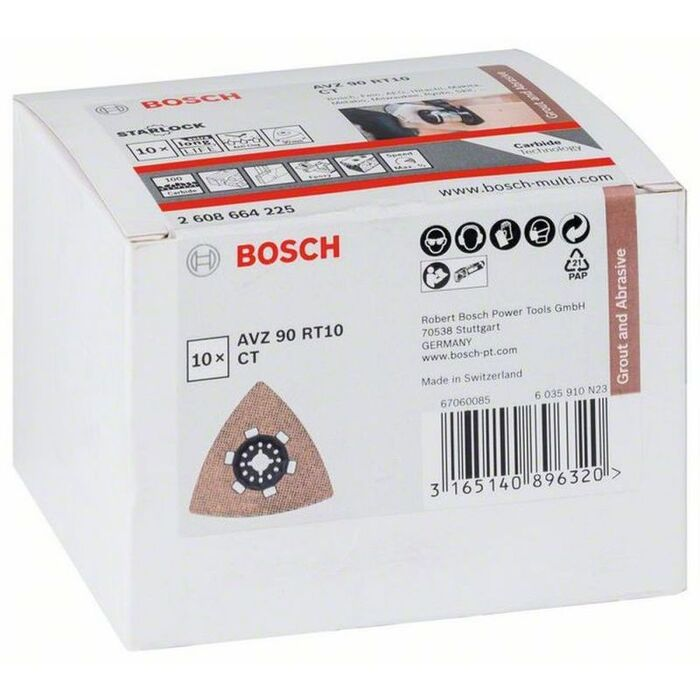 BOSCH Set 10 placi de slefuire Grout and Abrasive HM-RIFF 90 mm, R100 STARLOCK