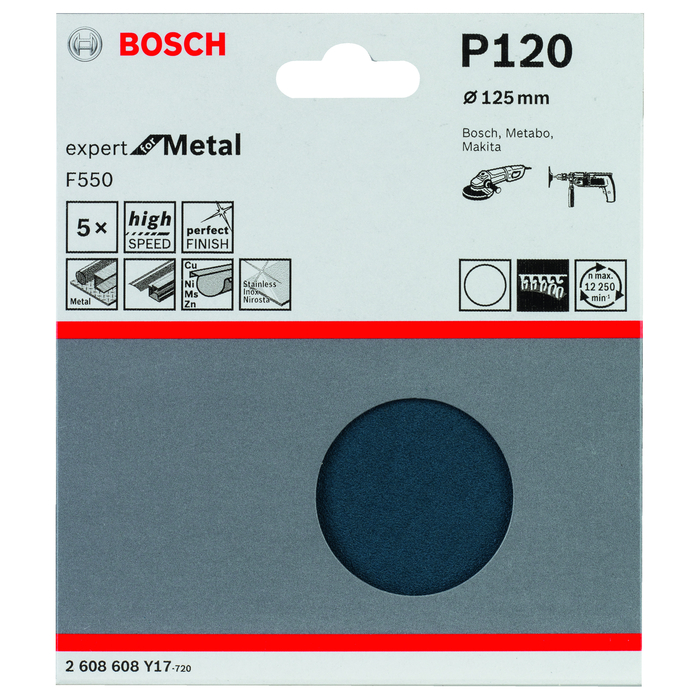 BOSCH Foi abrazive F550, ambalaj de 5 buc.