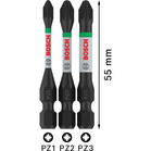 BOSCH Biți de înșurubare PRO PZ Impact, PZ1, PZ2, PZ3, 55 mm, 3 buc.