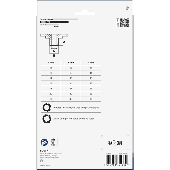 BOSCH Set PRO Template Guide Metric pentru freze, 9 buc.