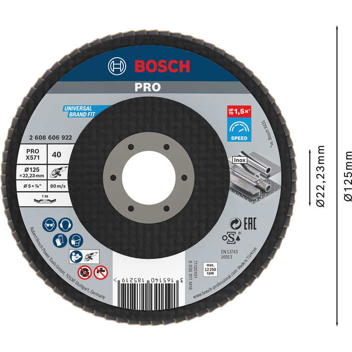 BOSCH Disc de şlefuire evantai X571, Best for Metal