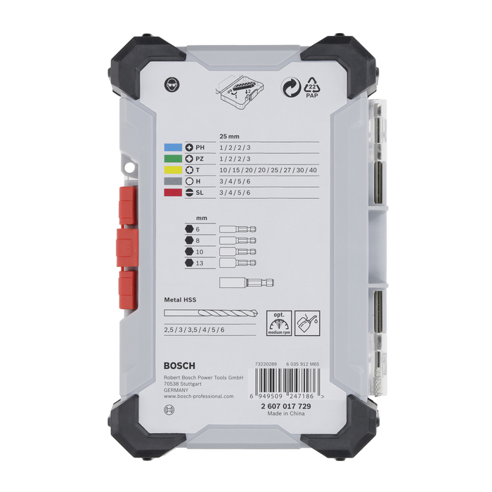 BOSCH Caseta 35 piese Extra Hard mixt cu burghie de otel