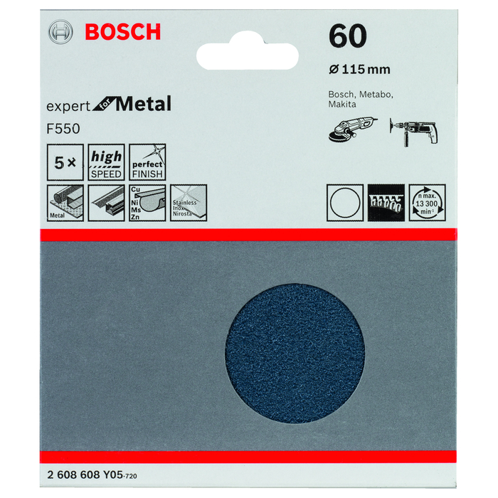 BOSCH Foi abrazive F550, ambalaj de 5 buc.