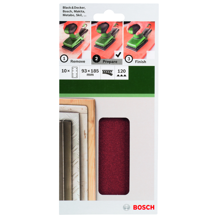 BOSCH Foi abrazive 93x185 mm, R120,8 gauri(10)
