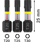 BOSCH Set 3 biți Impact Control 25 mm, T20, T25, T30
