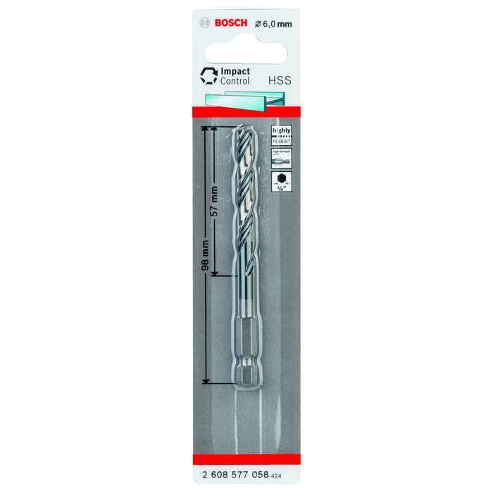 BOSCH Burghiu spiral HSS cu tijă hexagonală de 6,0 mm