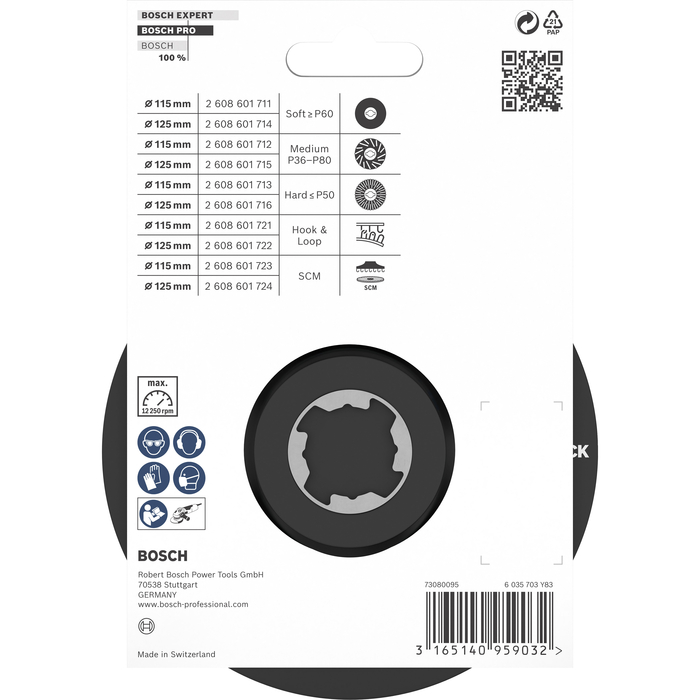 BOSCH Disc-suport prindere tip scai cu știft central cu X-LOCK