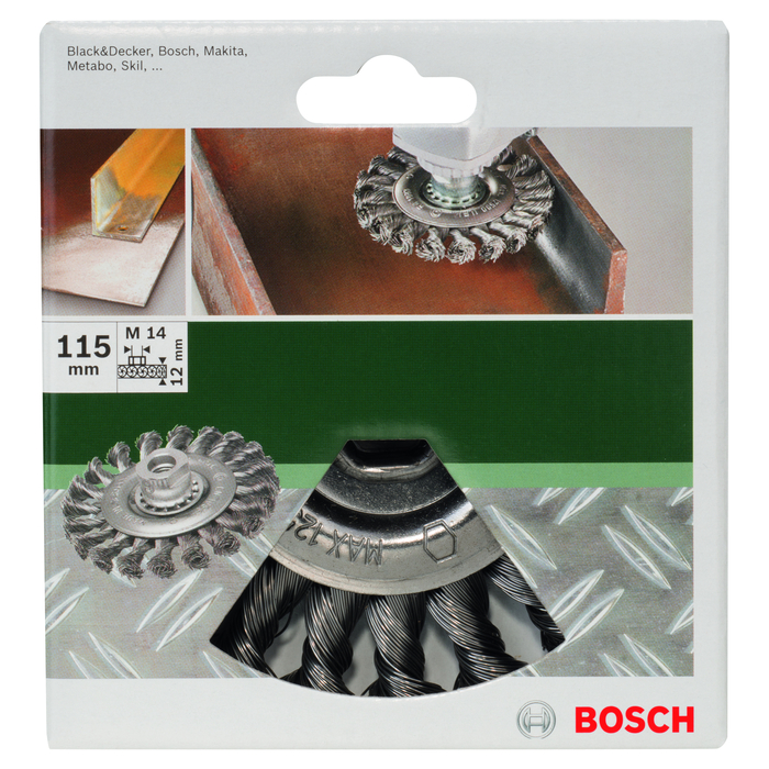 BOSCH Perie-disc pentru polizor unghiular şi polizor drept – sârmă împletită, 115 mm