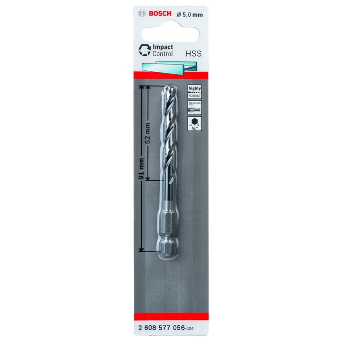 BOSCH Burghiu spiral HSS cu tijă hexagonală de 5,0 mm