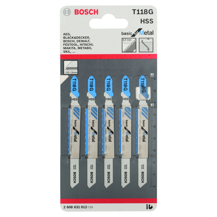 BOSCH Set 5 pânze pentru ferăstrău vertical Basic for Metal
