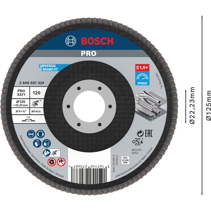 BOSCH Disc de şlefuire evantai X571, Best for Metal