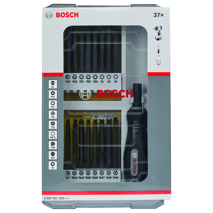BOSCH Set de şurubelniţe din 37 piese cu mâner