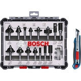 BOSCH Set 15 freze HM tija 8 mm + Cutter retractabil