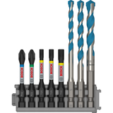 BOSCH Set 8 piese - 4 biți Impact Control + 3 burghie Hex-9 MultiConstruction 
