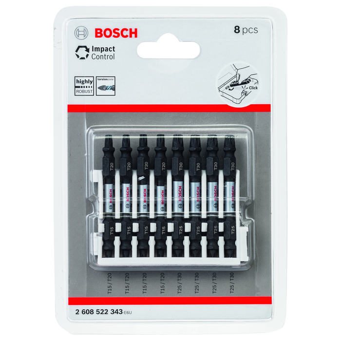 BOSCH Set de capete de şurubelniţă Impact Control, 8 buc.