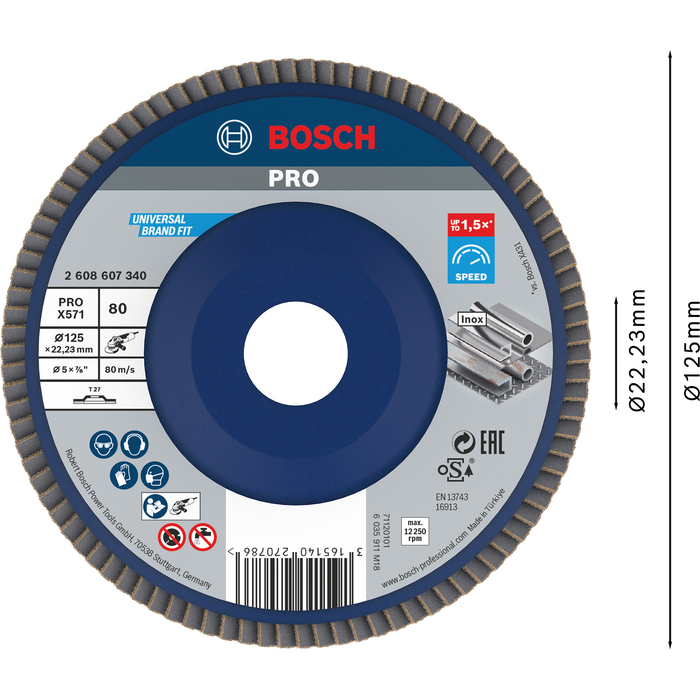 BOSCH Disc de şlefuire evantai X571, Best for Metal