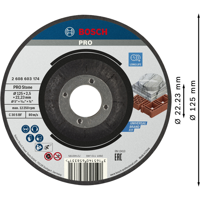 BOSCH Set 25 discuri de tăiere cu degajare Standard for Stone