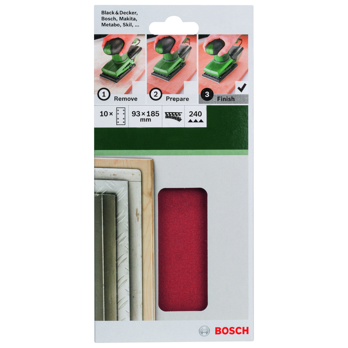 BOSCH Foi abrazive 93x185 mm,R240 8 gauri (10)