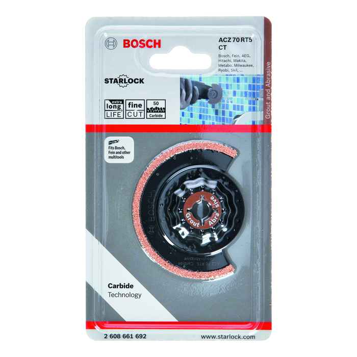 BOSCH Pânză de ferăstrău segmentată cu strat de acoperire din carburi metalice RIFF, tăieri înguste ACZ 70 RT5