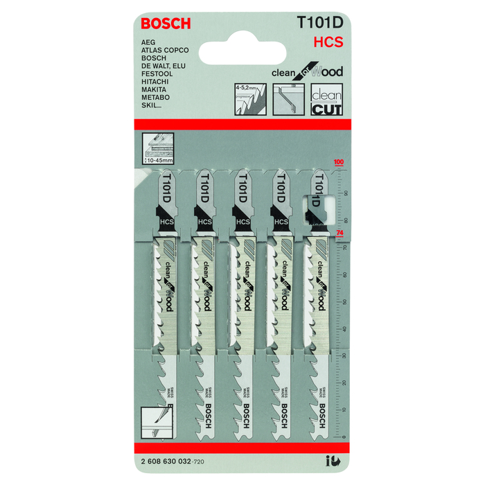 BOSCH Set 5 pânze pentru ferăstrău vertical Clean for Wood
