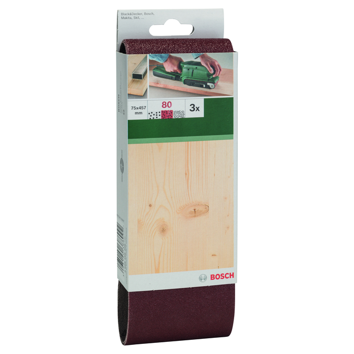 BOSCH Set benzi de şlefuire, 3 buc., pentru şlefuitor cu bandă, sortiment roşu