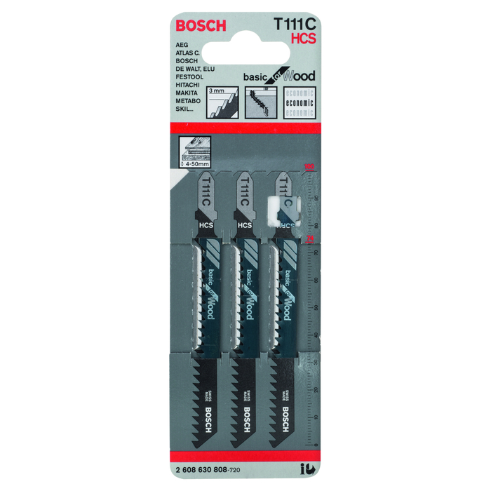 BOSCH Set 3 pânze pentru ferăstrău vertical Basic for Wood