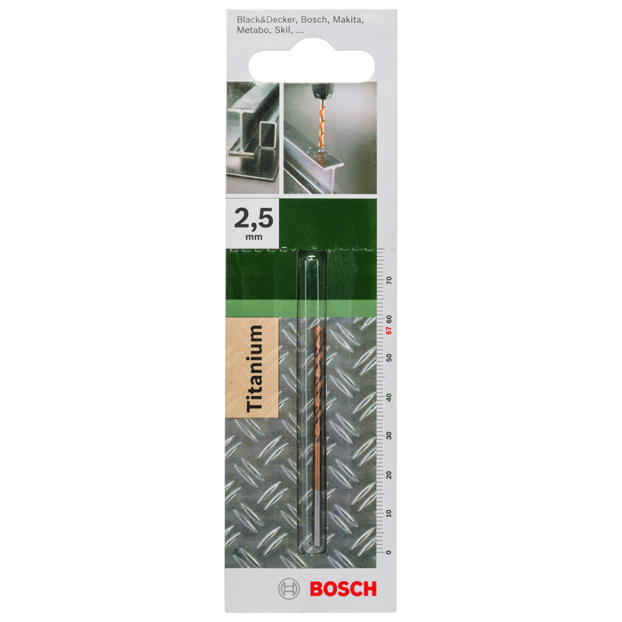 BOSCH Burghiu pentru metal HSS-TiN, 2,5x30x57