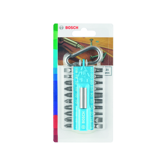 BOSCH Set 21 biti cu carabina in suport albastru