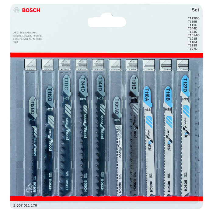 BOSCH Set 10 panze lemn si metal
