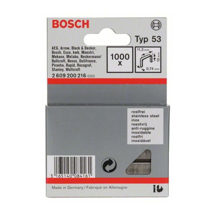 BOSCH Capse din sârmă fină tip 53, inoxidabil