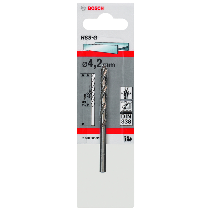 BOSCH Burghiu pentru metal, tip HSS-G, DIN 338