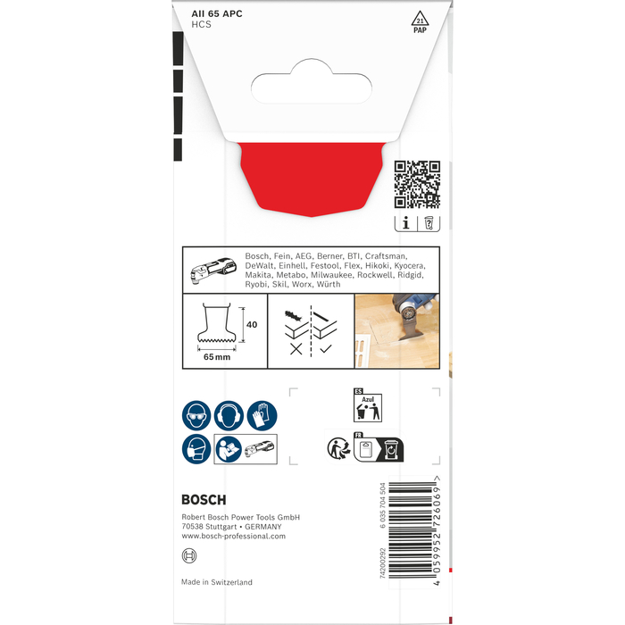 BOSCH Pânză de tăiere pentru lemn AII 65 APC, Starlock, 65 x 40 mm