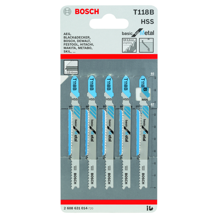 BOSCH Set 5 pânze pentru ferăstrău vertical Basic for Metal