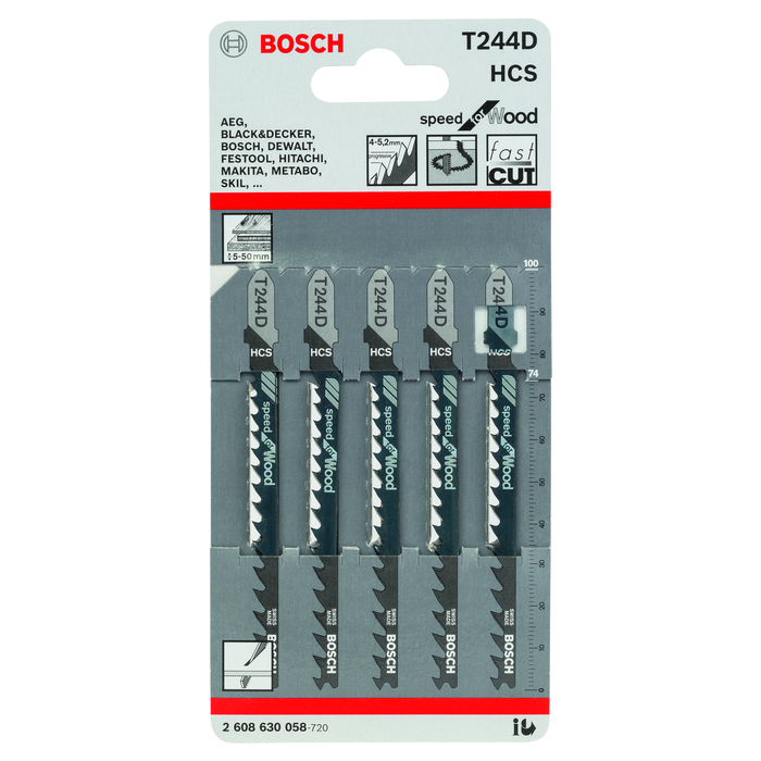 BOSCH Set 5 pânze pentru ferăstrău vertical Speed for Wood