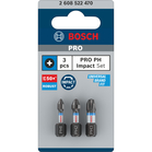 BOSCH Set 3 biți Impact Control 25 mm, PH1, PH2, PH3