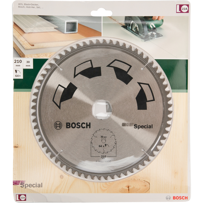 BOSCH Pânză de ferăstrău circular SPECIALD= 210 mm; gaură= 30 mm; Z= 64