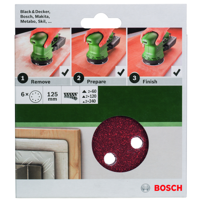 BOSCH Foi abrazive Ø 125 mm, 2x R60/120/ 240