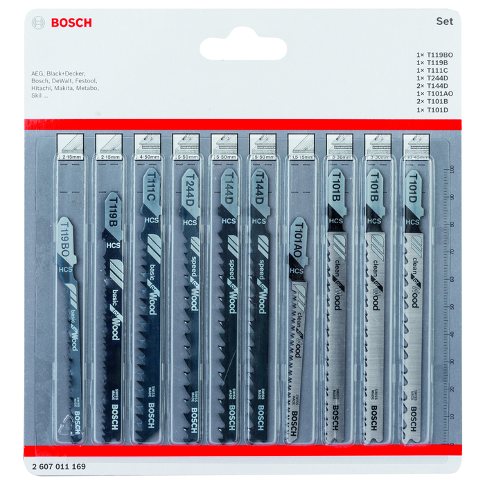 BOSCH Set 10 panze mixte pentru lemn
