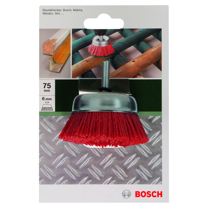 BOSCH Perii-oală pentru maşini de găurit – sârmă de nylon cu material abraziv corindon gran. 80, 75 mm